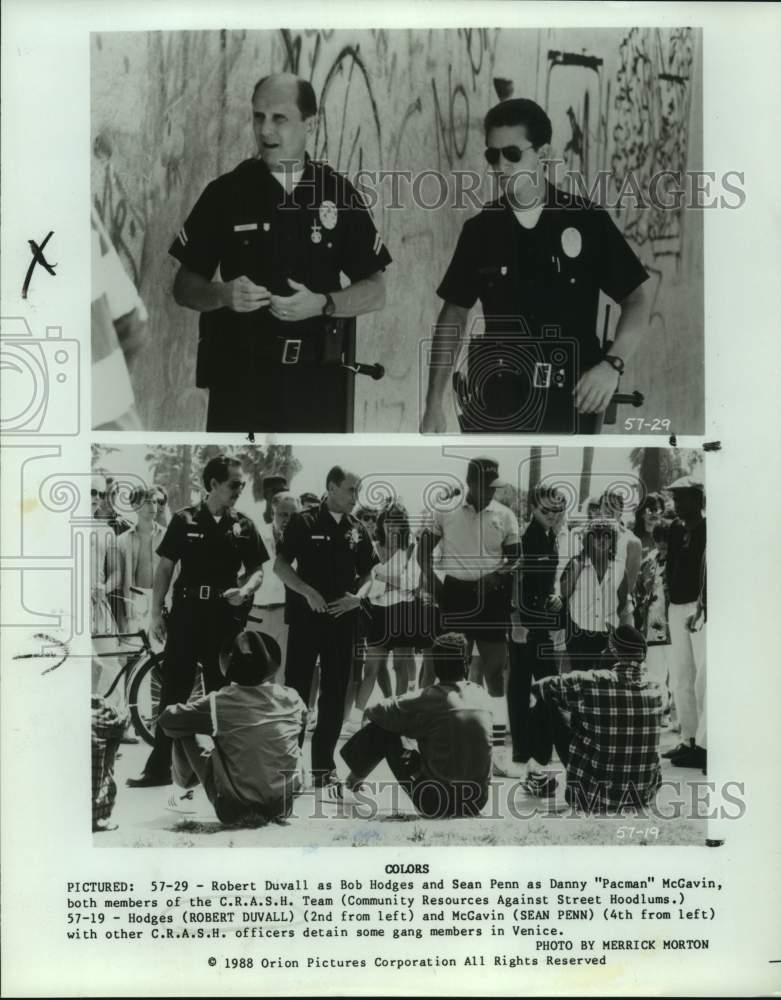 1988 Press Photo Actors Robert Duvall, Sean Penn with co-stars in composite- Historic Images