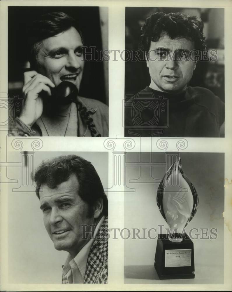 1977 Press Photo Actors Alan Alda, Robert Blake, James Garner, Award Candidates- Historic Images