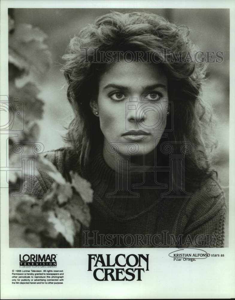 1988 Press Photo Actress Kristian Alfonso stars as Pilar Ortega, &quot;Falcon Crest&quot;- Historic Images