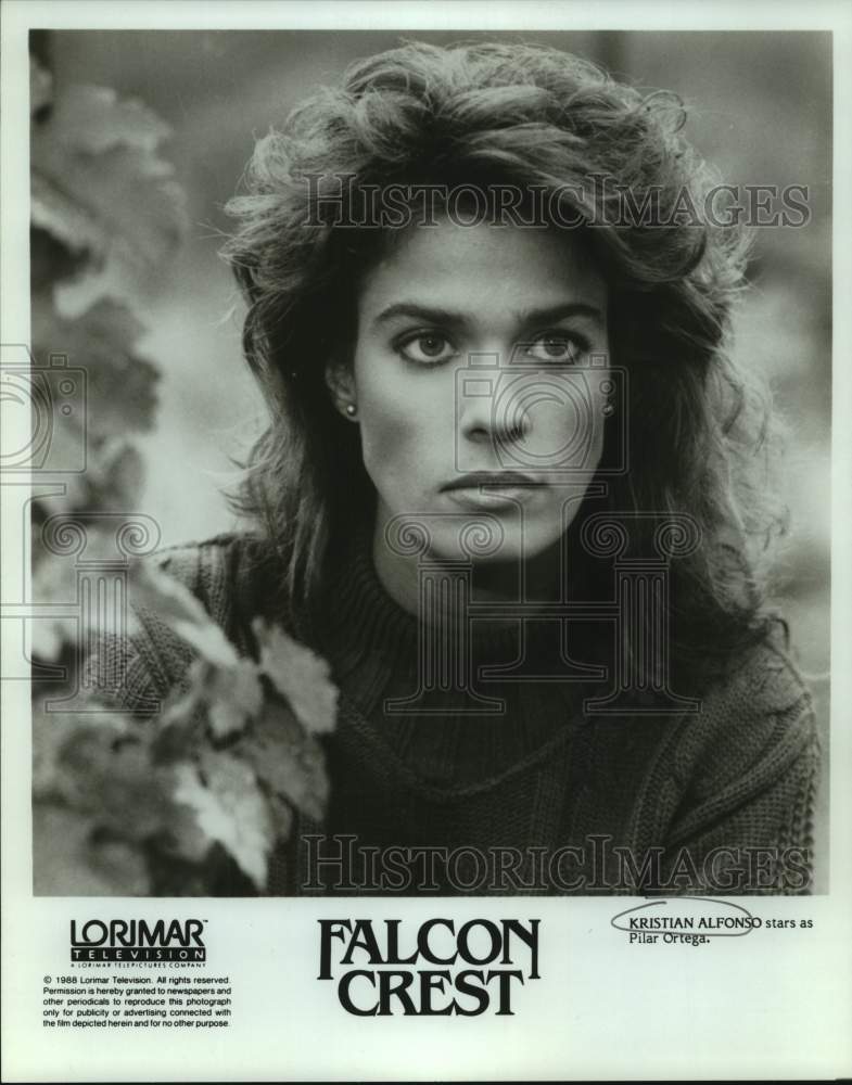1988 Press Photo Actress Kristian Alfonso stars as Pilar Ortega, "Falcon Crest"- Historic Images