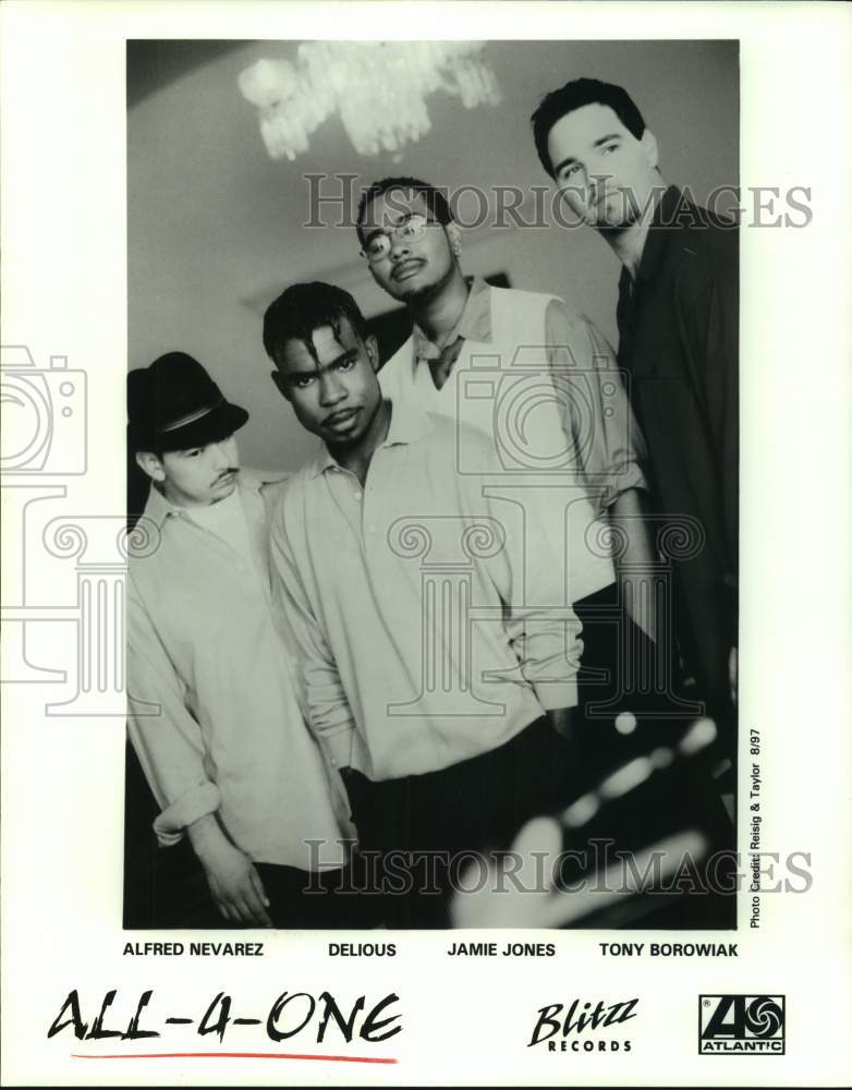 1997 Press Photo Alfred Nevarez, Delious, Jamie Jones, Tony Borowiak, All-4-One- Historic Images