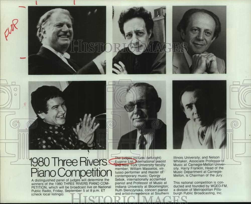 1980 Press Photo Panel of Judges for the Three Rivers Piano Competition- Historic Images