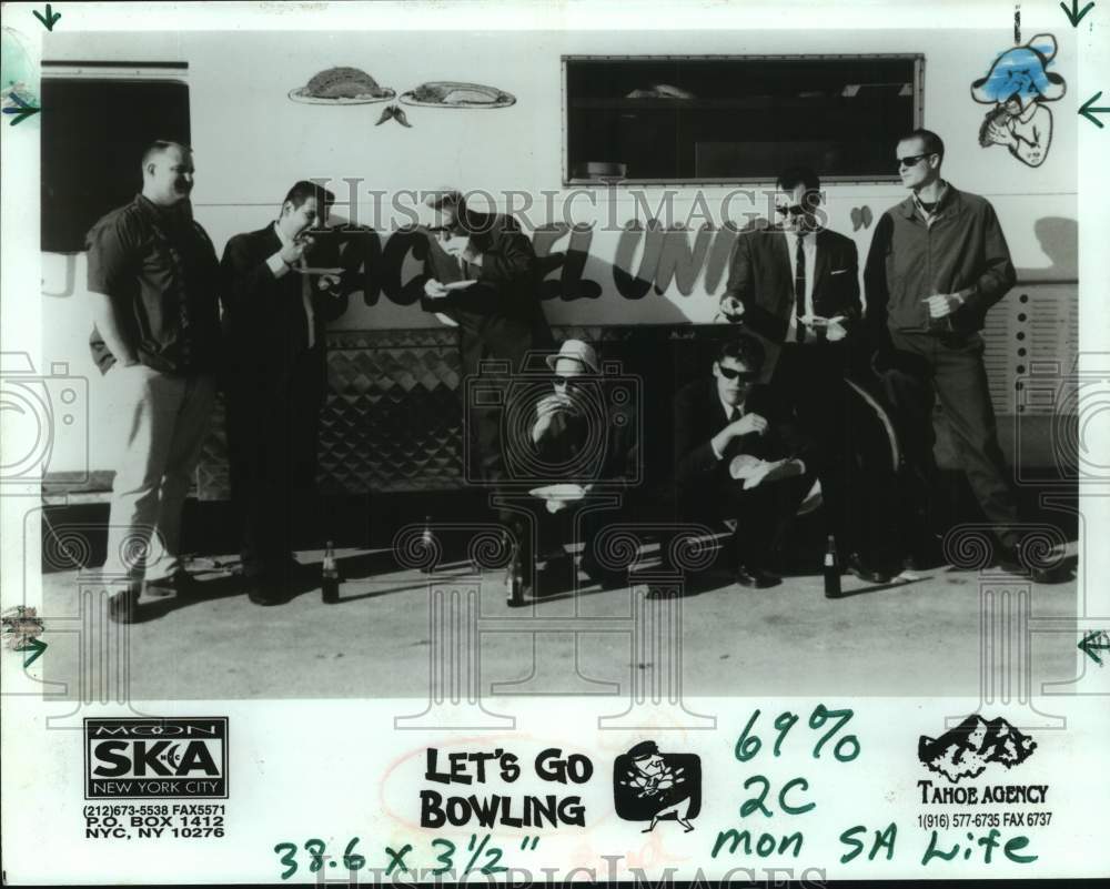1996 Press Photo Members of Let's Go Bowling, SKA and reggae band from Fresno.- Historic Images