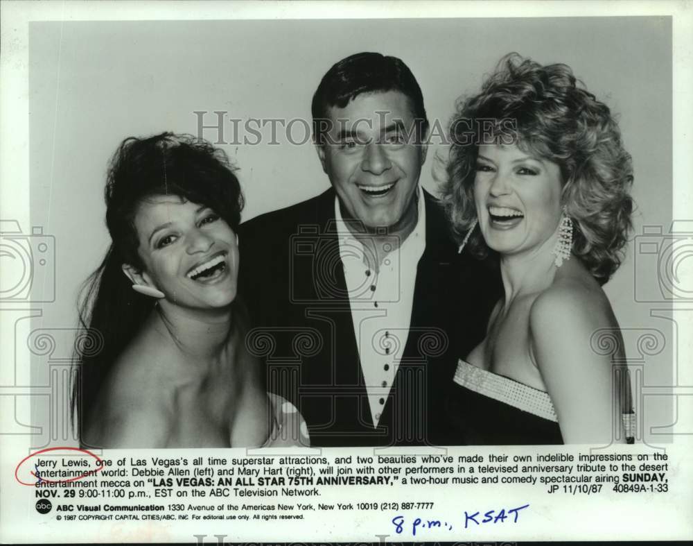 1987 Press Photo Jerry Lewis hosts Las Vegas: An All Star 75th Anniversary.- Historic Images