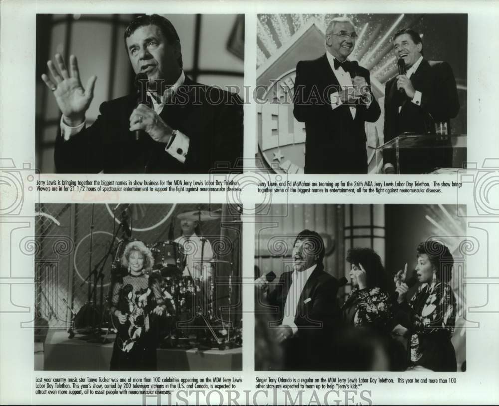 1996 Press Photo Entertainers on Television&#39;s Jerry Lewis Labor Day Telethon- Historic Images