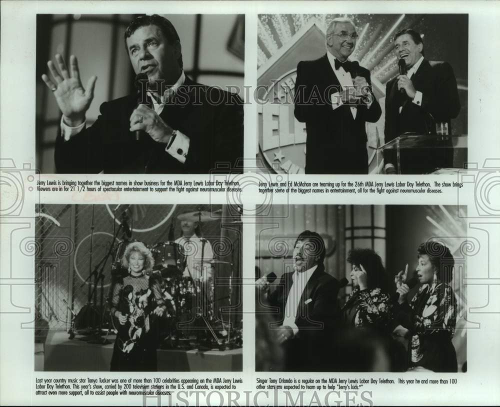 1996 Press Photo Entertainers on Television's Jerry Lewis Labor Day Telethon- Historic Images