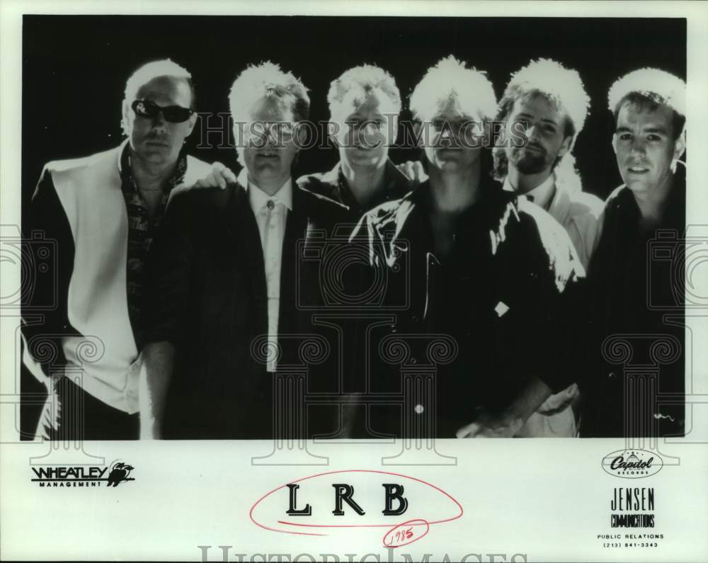 1985 Press Photo Six Members of the band LRB, Entertainers, Musicians- Historic Images