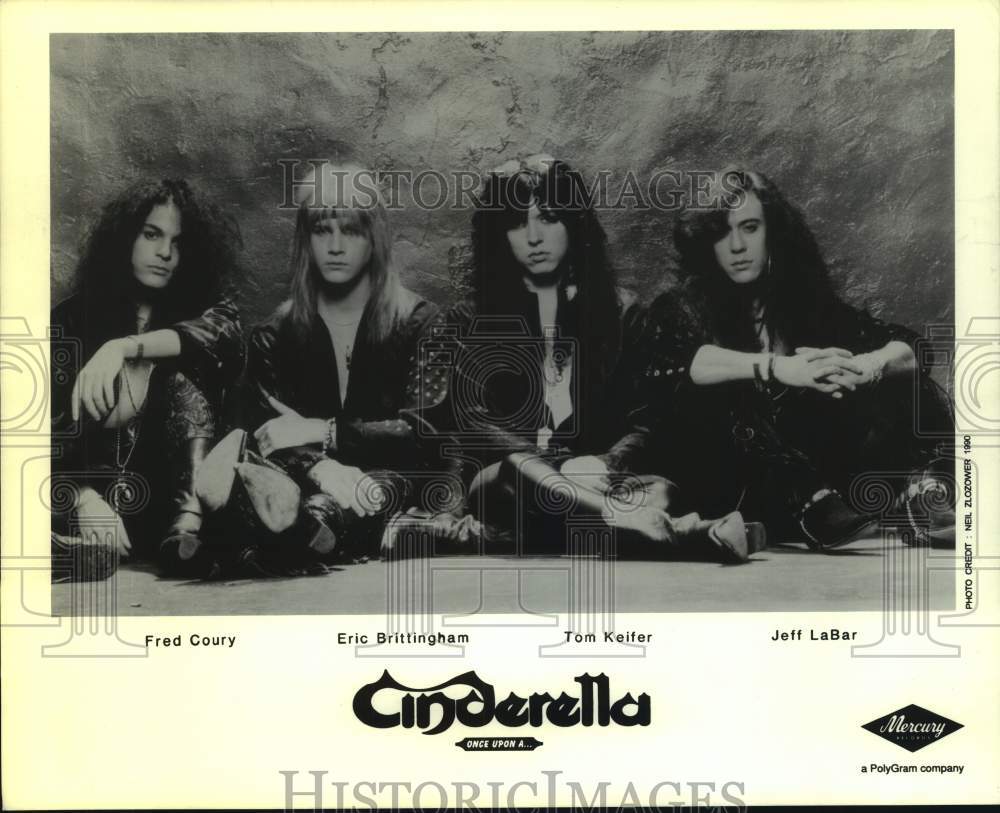 1990 Press Photo Four Members of the band Cinderella, Entertainers - sap21303- Historic Images