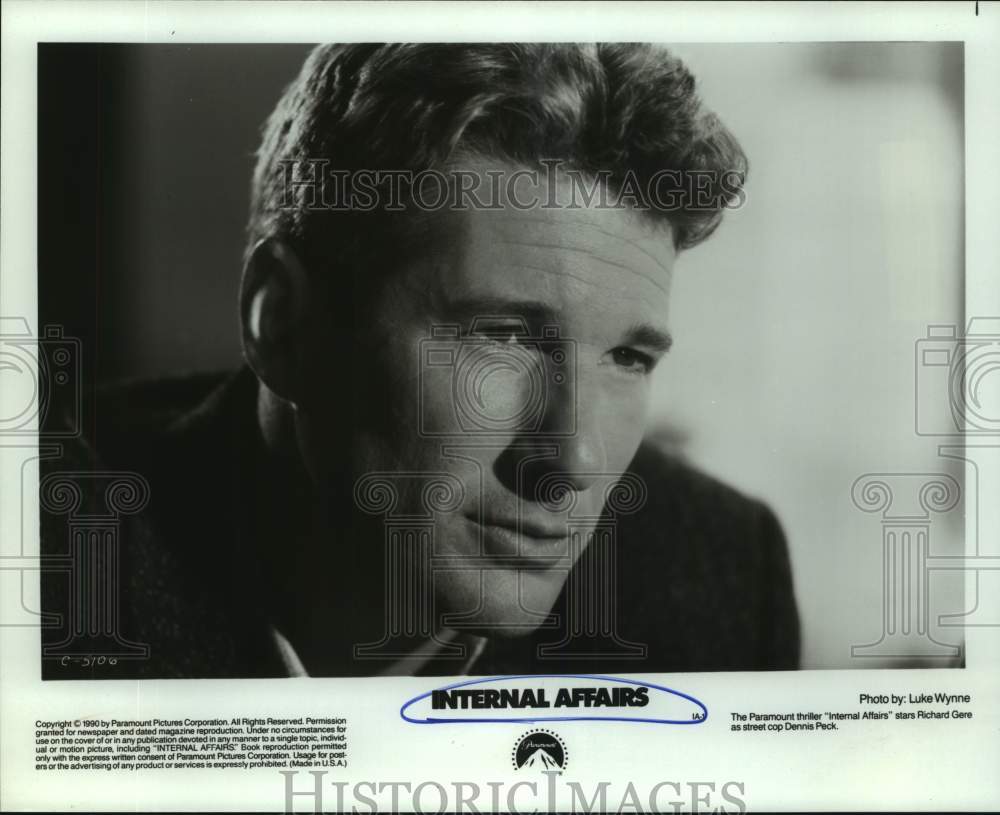 1990 Press Photo Actor Richard Gere Starring in "Internal Affairs" Movie- Historic Images