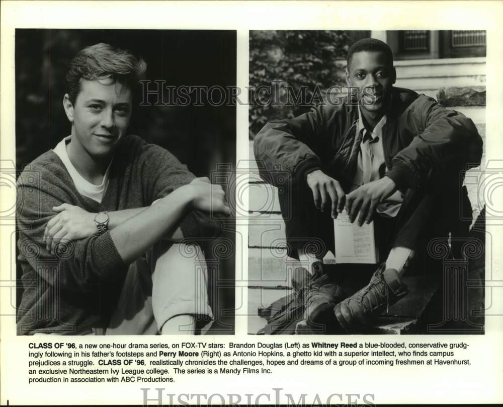 1996 Press Photo Actors Brandon Douglas and Perry Moore in "Class of '96" on ABC- Historic Images