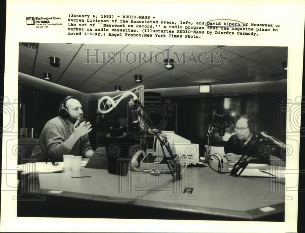 1992 Press Photo Warren Livinson and David Alpern on "Newsweek on Record" Radio- Historic Images