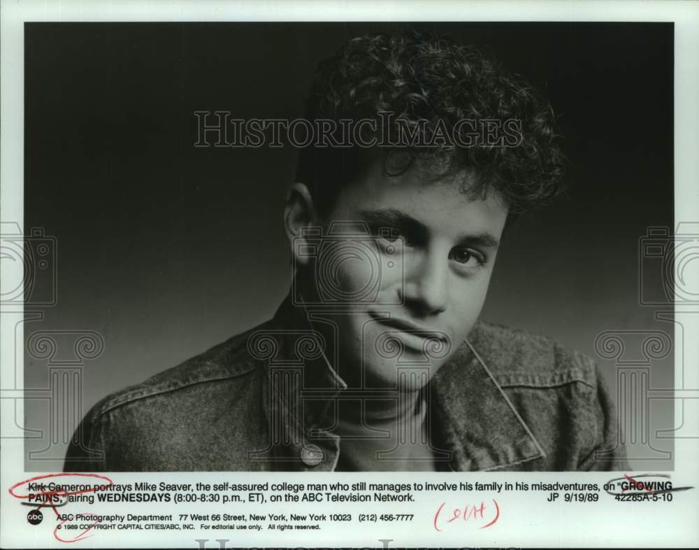 1989 Press Photo Actor Kirk Cameron in &quot;Growing Pains&quot; on ABC Television- Historic Images