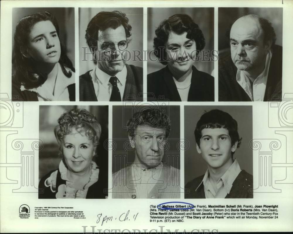 1980 Press Photo Actress Melissa Gilbert, co-stars of "The Diary of Anne Frank"- Historic Images