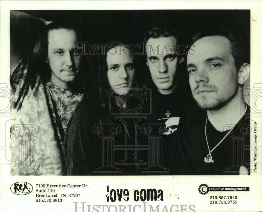 1996 Press Photo Four Members of the band Love Coma, Musicians, Entertainers- Historic Images