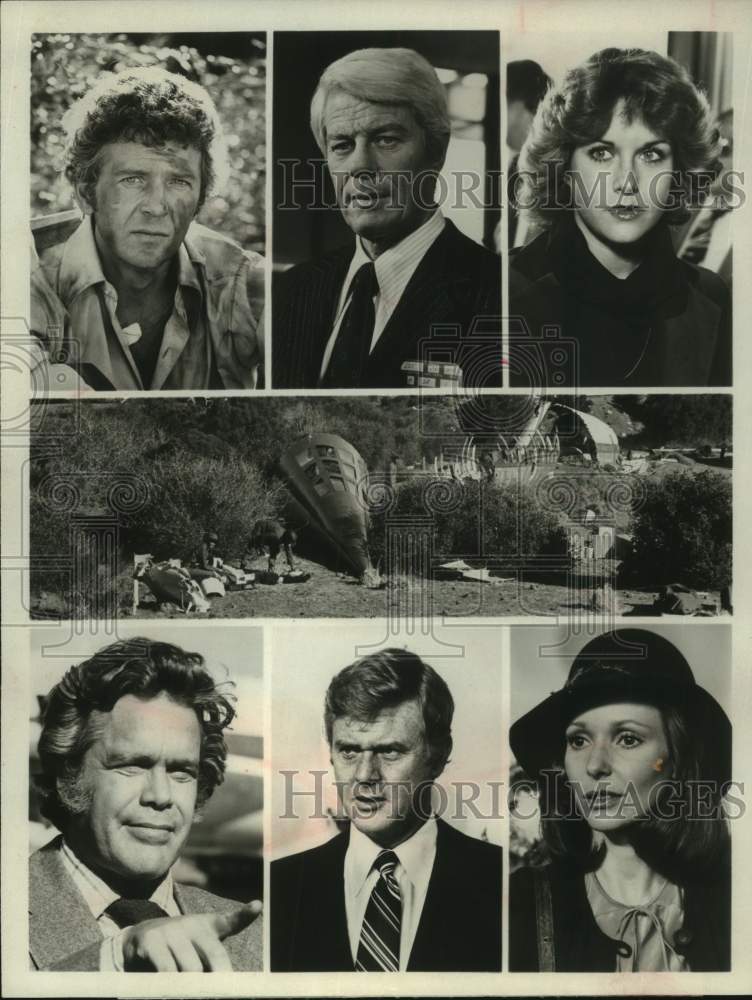 1980 Press Photo Actress Season Hubley with Co-Stars of &quot;Disaster in the Sky&quot;- Historic Images