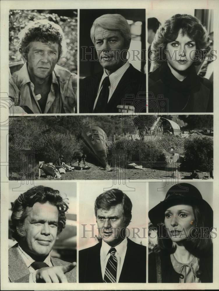 1980 Press Photo Actress Season Hubley with Co-Stars of "Disaster in the Sky"- Historic Images