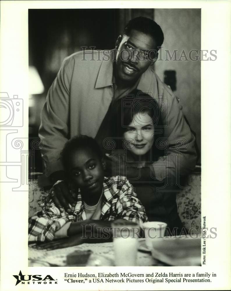 1997 Press Photo Ernie Hudson, Elizabeth McGovern and Zelda Harris in "Clover"- Historic Images