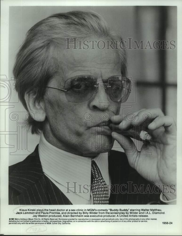 1981 Press Photo Actor Klaus Kinski in "Buddy Buddy" movie closeup - sap22149- Historic Images