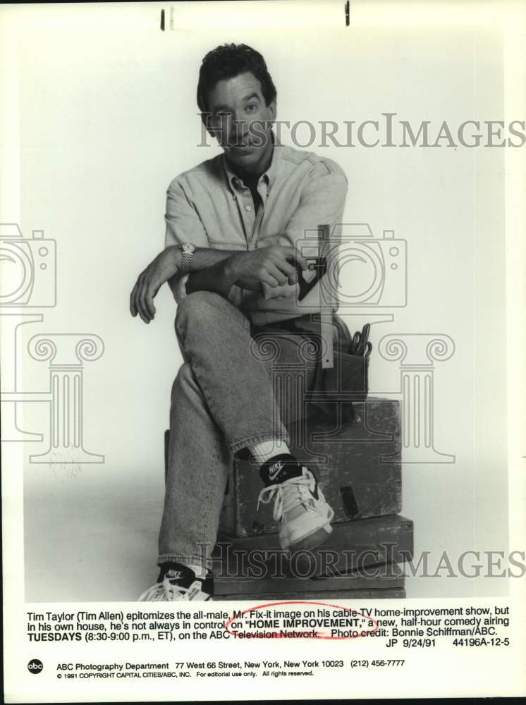 1991 Press Photo Actor Tim Allen in &quot;Home Improvement&quot; on ABC Television- Historic Images