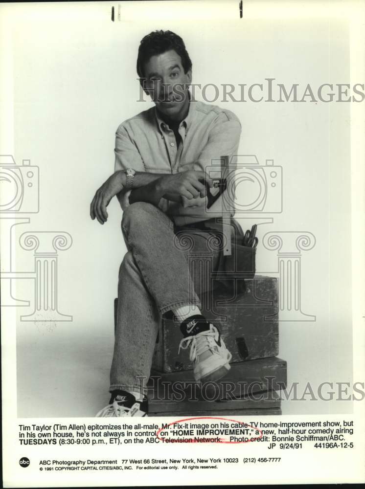 1991 Press Photo Actor Tim Allen in "Home Improvement" on ABC Television- Historic Images