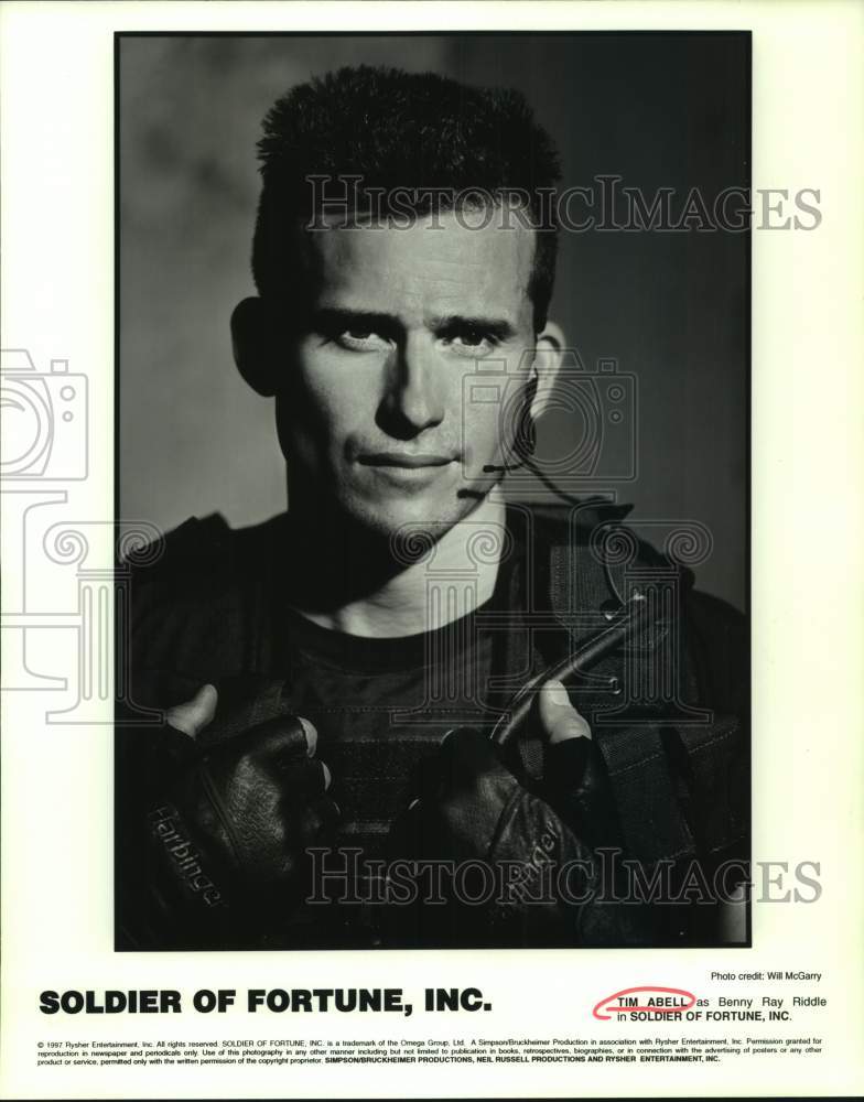 1997 Press Photo Tim Abell stars in Soldier of Fortune, Inc. - sap22255- Historic Images