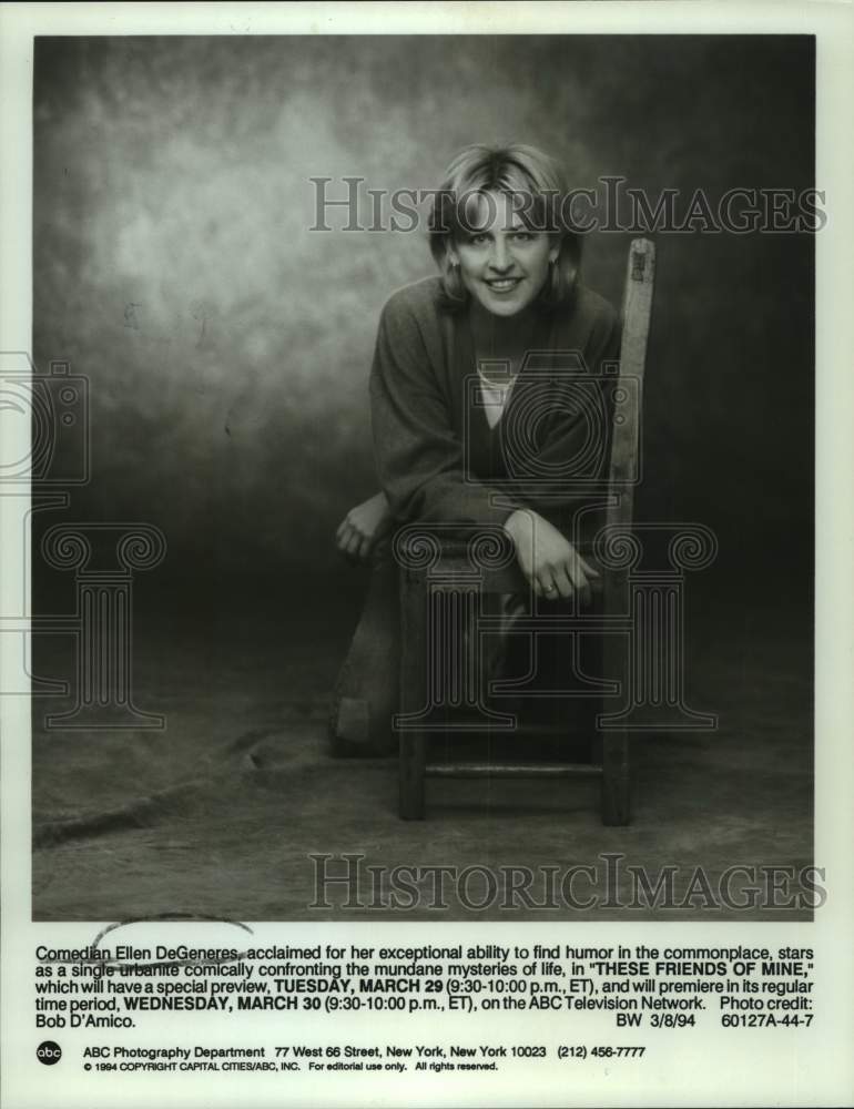 1994 Press Photo Comedian Ellen DeGeneres on "These Friends of Mine" on ABC-TV- Historic Images
