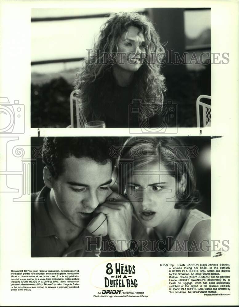 1997 Press Photo Actors Dyan Cannon with co-stars in "8 Heads in a Duffel Bag"- Historic Images