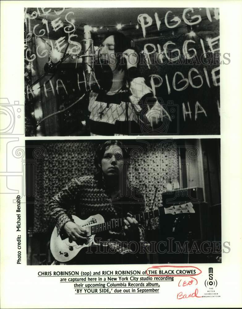 1998 Press Photo Black Crowes guitarist Rich Robinson and Chris Robinson record- Historic Images