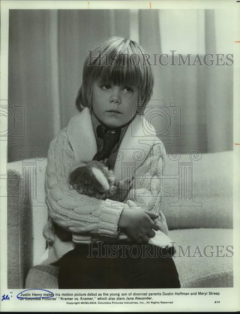 1979 Press Photo Actor Justin Henry in "Kramer vs. Kramer" - sap22760- Historic Images