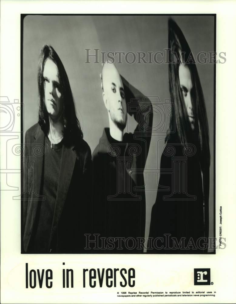 1996 Press Photo Three Members of the band Love in Reverse, Entertainers- Historic Images