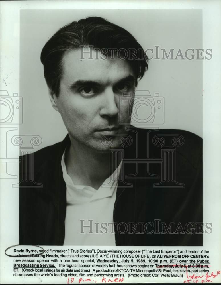 1989 Press Photo Filmmaker David Byrne on PBS Television Special - sap22998- Historic Images