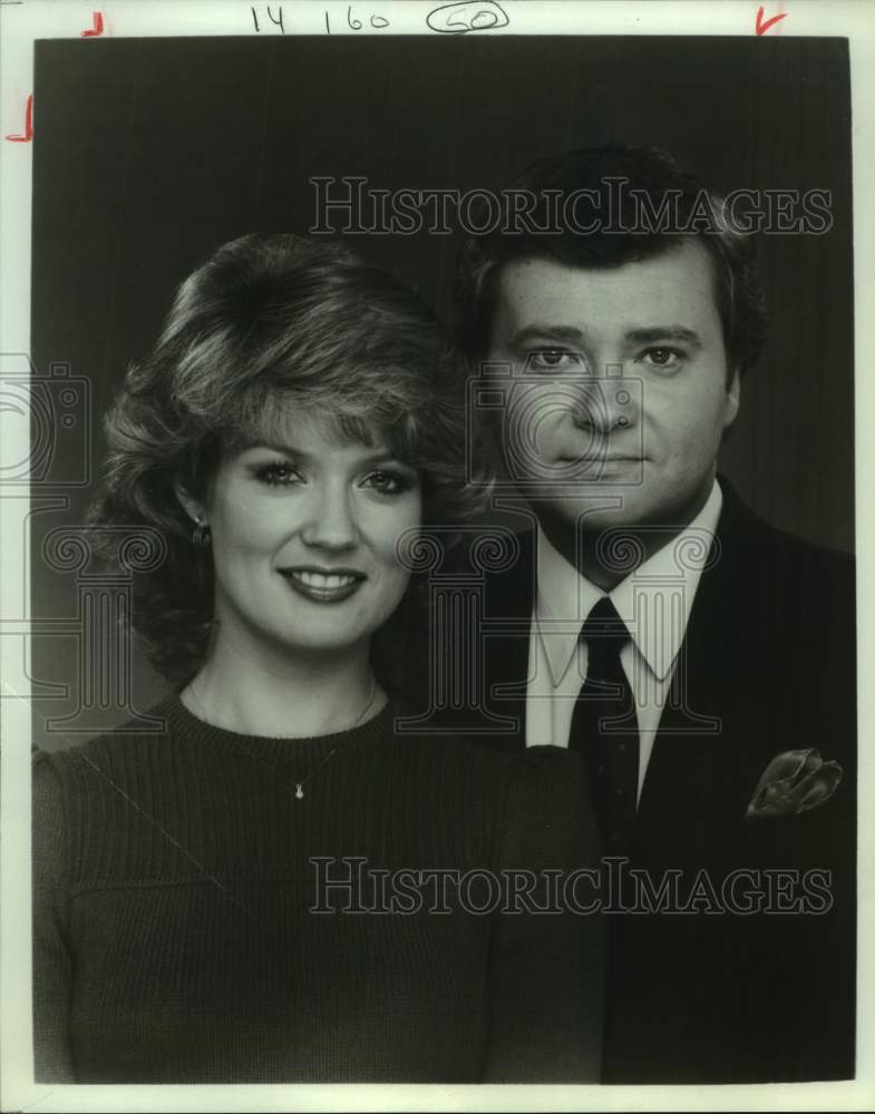 1983 Press Photo Anchors Mary Hart and Ron Hendren on Entertainment Tonight- Historic Images