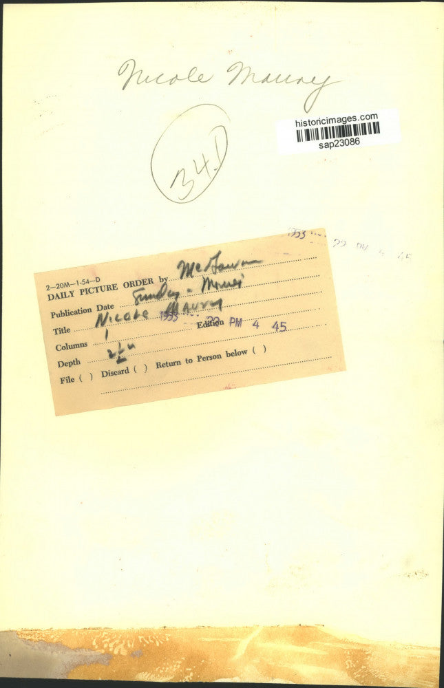 1953 Press Photo Actress Nicole Maury in "Companions of the Night" Movie