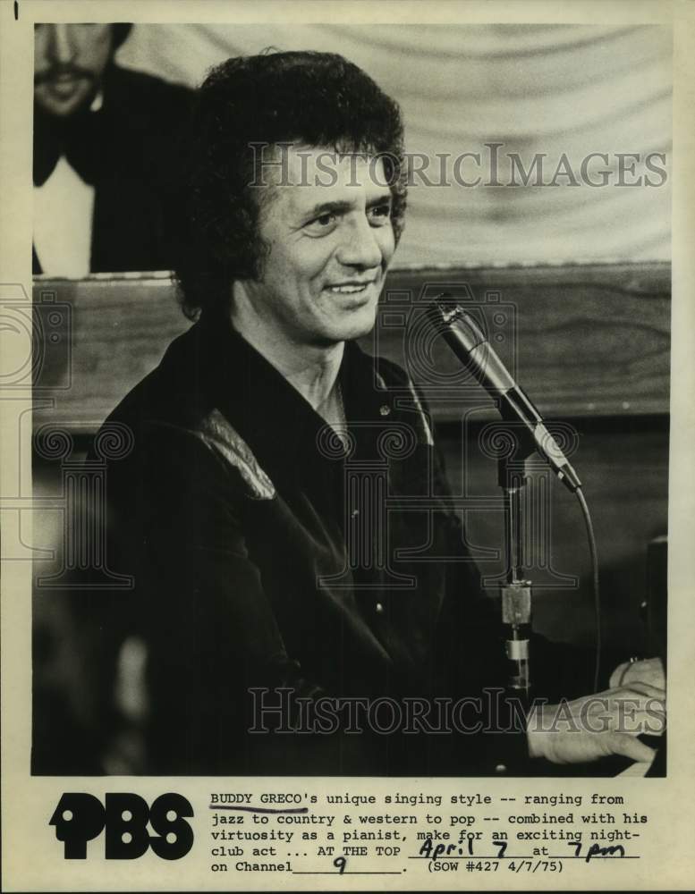 1975 Press Photo Singer Buddy Greco on At the Pop on PBS Television - sap23137- Historic Images