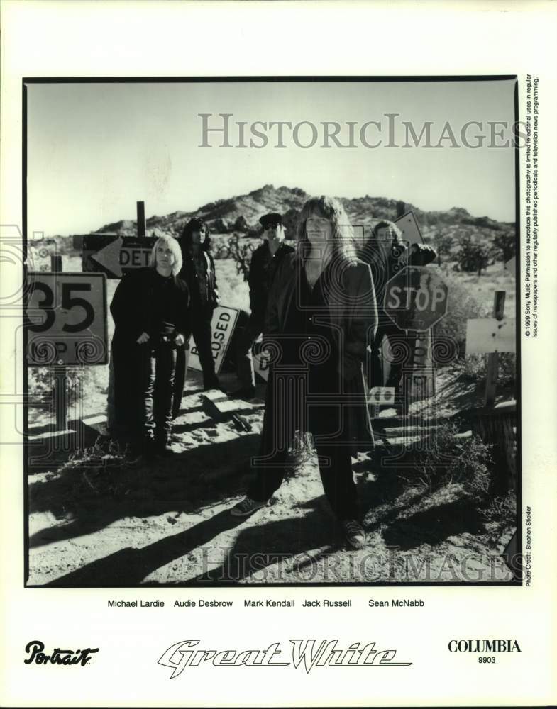 1999 Press Photo Five Members of the band Great White, Entertainers, Musicians- Historic Images