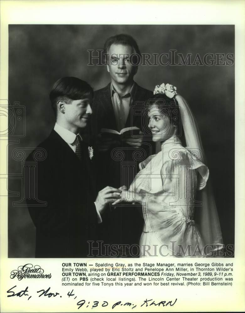 1989 Press Photo Actor Eric Stoltz with co-stars in "Our Town" on PBS Television- Historic Images