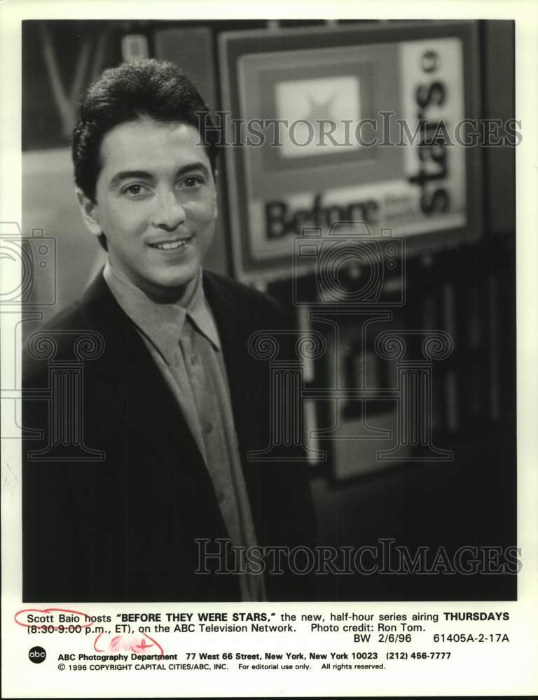 1996 Press Photo Actor Scott Baio hosts "Before They Were Stars" on ABC-TV- Historic Images