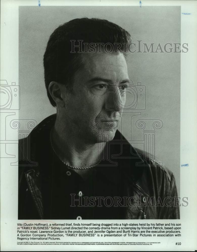 1989 Press Photo Actor Dustin Hoffman in &quot;Family Business&quot; movie - sap23276- Historic Images