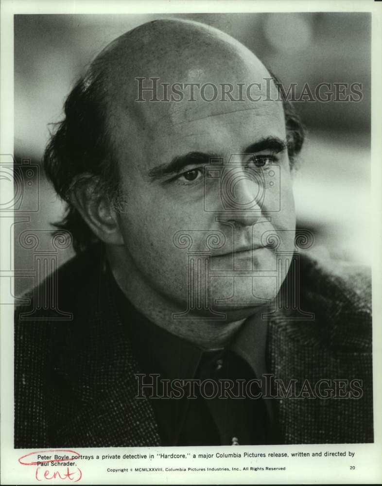 1978 Press Photo Actor Peter Boyle portrays a private detective in "Hardcore"- Historic Images
