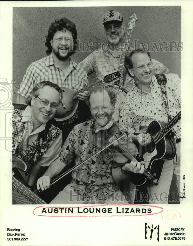 1997 Press Photo Five Members of the Austin Lounge Lizards, Musicians- Historic Images