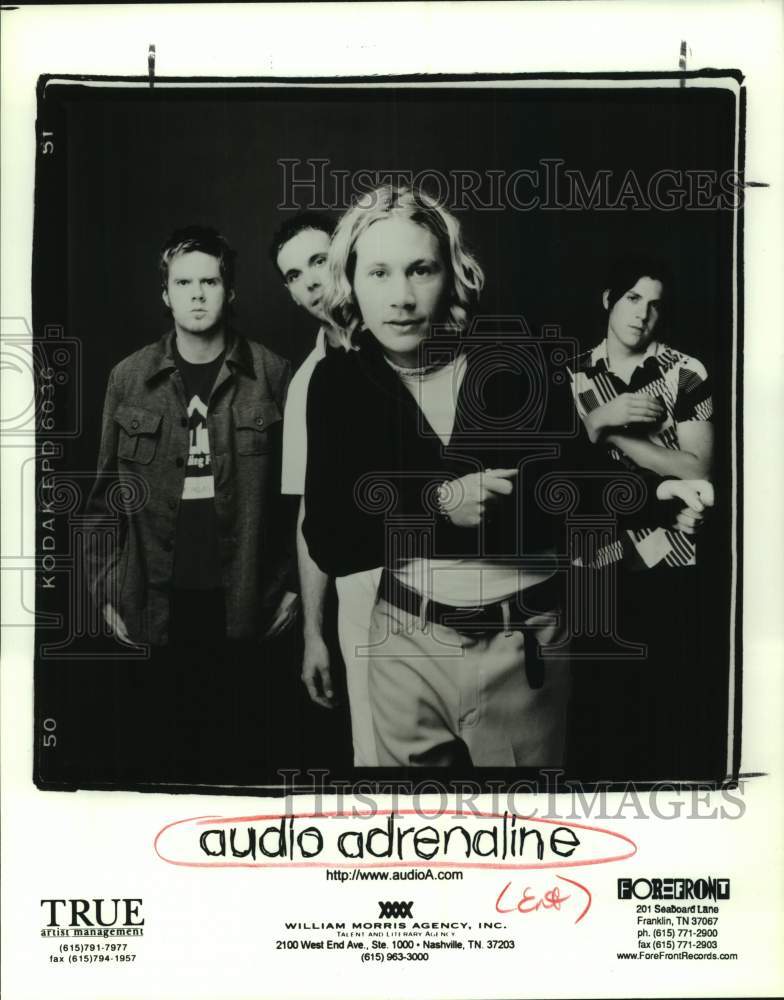 1998 Press Photo Four Members of the Christian Rock Band &quot;Audio Adrenaline&quot;- Historic Images