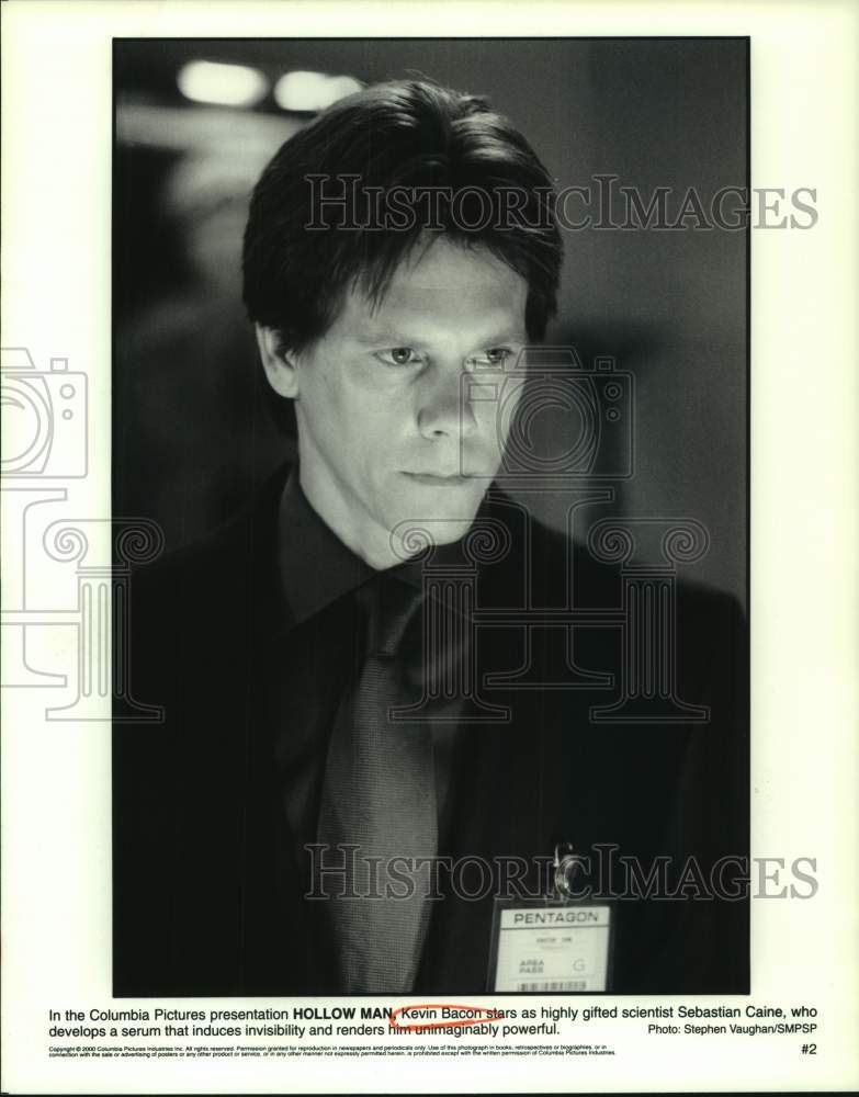 2000 Press Photo Actor Kevin Bacon as Sebastian Caine in "Hollow Man" movie- Historic Images