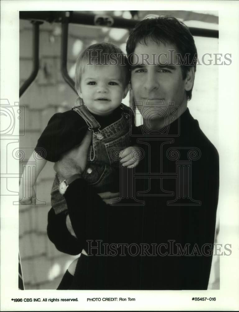 1996 Press Photo Actor Scott Bakula, Jonathan or Thomas Selstad on CBS TV Show- Historic Images