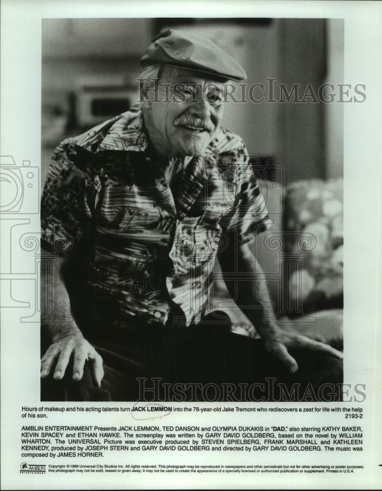 1989 Press Photo Actor Jack Lemmon in &quot;Dad&quot; movie - sap23692- Historic Images