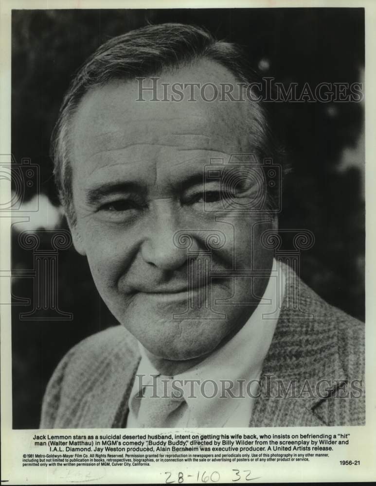1981 Press Photo Actor Jack Lemmon in "Buddy Buddy" movie closeup - sap23696- Historic Images