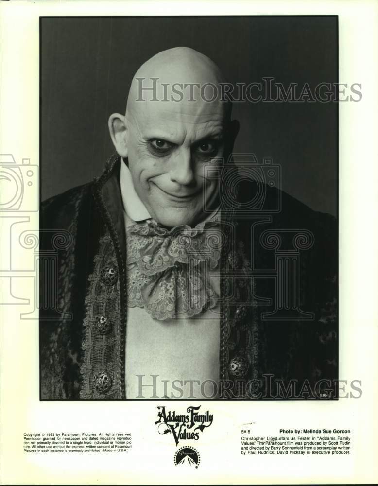 1993 Press Photo Actor Christopher Lloyd as Fester in &quot;Addams Family Values&quot;- Historic Images