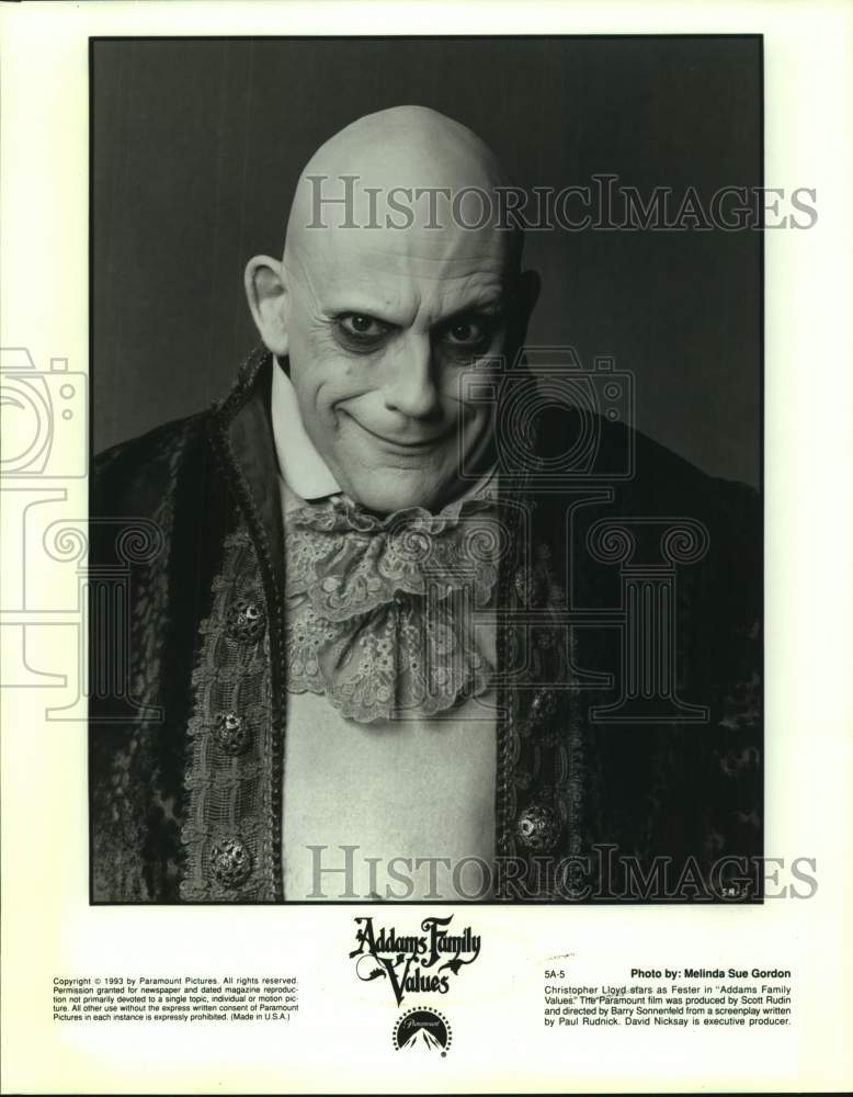 1993 Press Photo Actor Christopher Lloyd as Fester in "Addams Family Values"- Historic Images