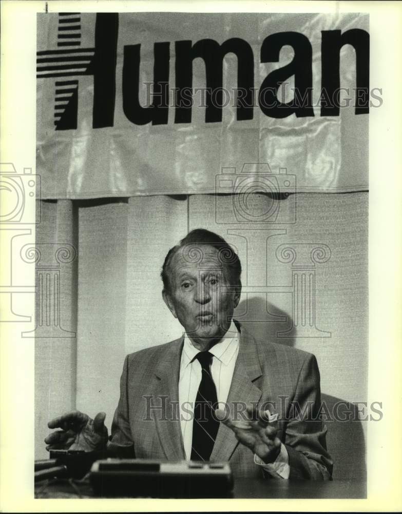 1990 Press Photo Art Linkletter at Senior Focus &quot;90 at the Convention Center&quot;- Historic Images