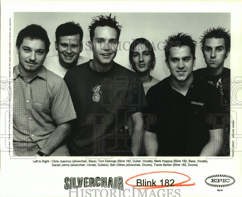 1999 Press Photo Members of the bands Silverchair and Blink 182, Entertainers- Historic Images