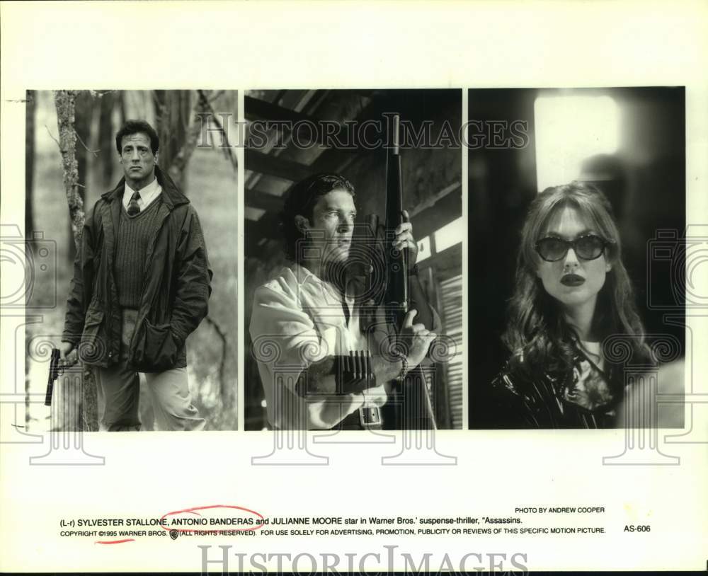 1995 Press Photo Antonio Banderas and Julianne More star in Assassins.- Historic Images